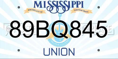 89BQ845 Mississippi License Plate