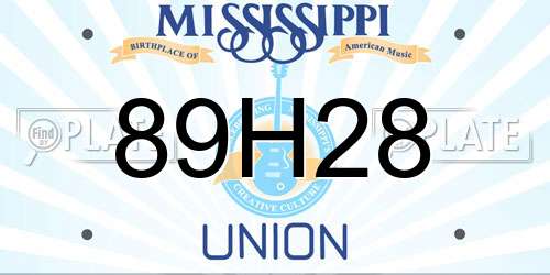 89H28 Mississippi License Plate