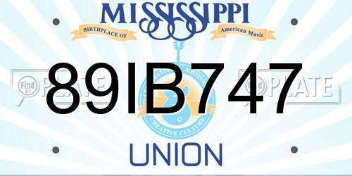 89IB747 Mississippi License Plate