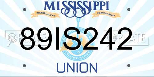 89IS242 Mississippi License Plate