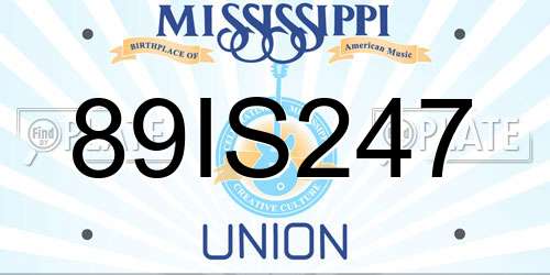 89IS247 Mississippi License Plate