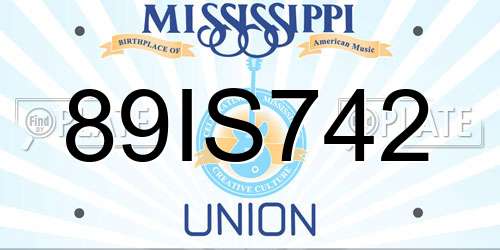 89IS742 Mississippi License Plate