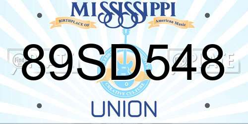 89SD548 Mississippi License Plate