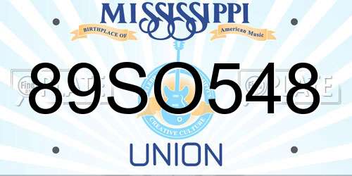 89SO548 Mississippi License Plate