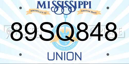 89SQ848 Mississippi License Plate