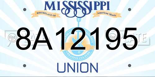 8A12195 Mississippi License Plate