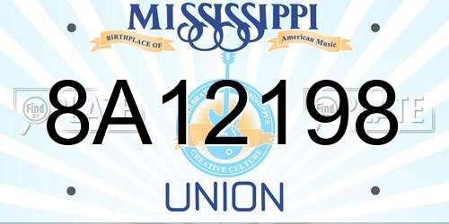 8A12198 Mississippi License Plate