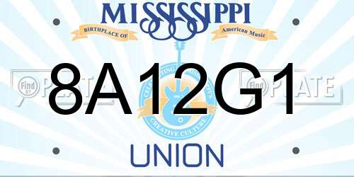 8A12G1 Mississippi License Plate