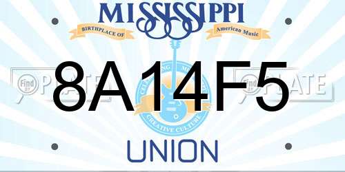 8A14F5 Mississippi License Plate