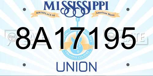 8A17195 Mississippi License Plate