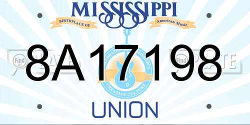 8A17198 Mississippi License Plate