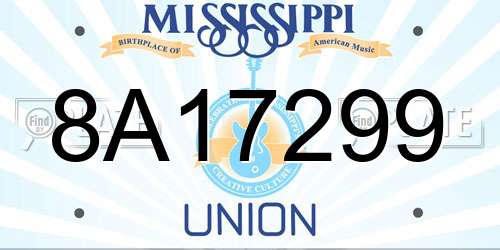 8A17299 Mississippi License Plate