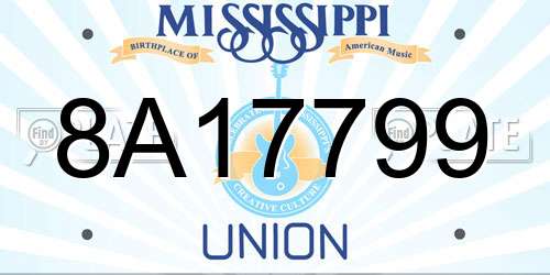 8A17799 Mississippi License Plate