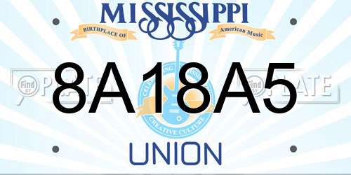 8A18A5 Mississippi License Plate