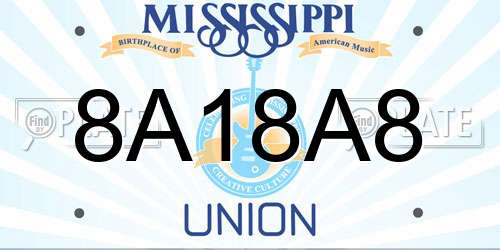 8A18A8 Mississippi License Plate