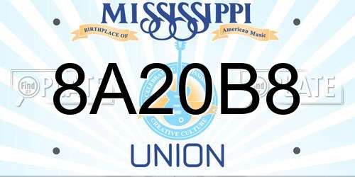 8A20B8 Mississippi License Plate