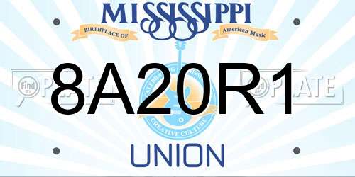 8A20R1 Mississippi License Plate