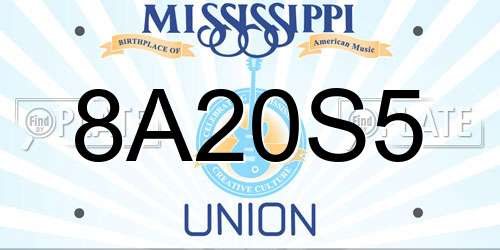 8A20S5 Mississippi License Plate