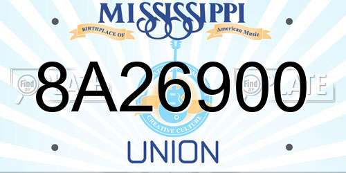 8A26900 Mississippi License Plate