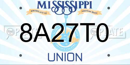 8A27T0 Mississippi License Plate