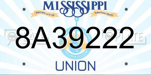 8A39222 Mississippi License Plate