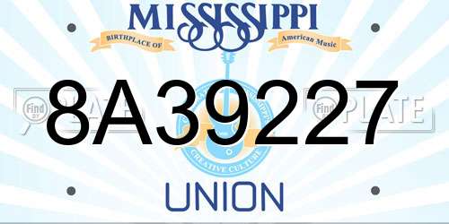 8A39227 Mississippi License Plate