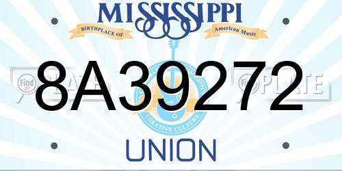 8A39272 Mississippi License Plate