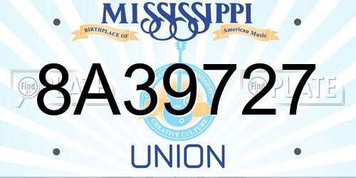 8A39727 Mississippi License Plate