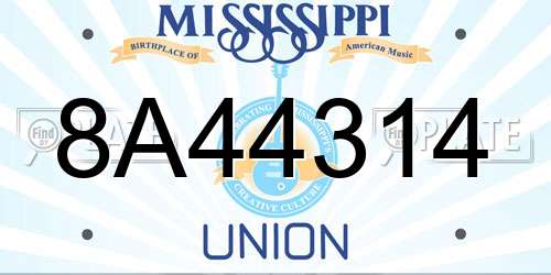 8A44314 Mississippi License Plate