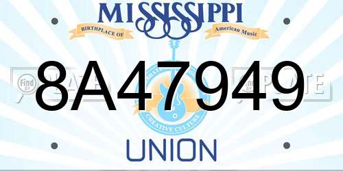 8A47949 Mississippi License Plate