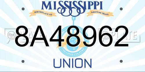 8A48962 Mississippi License Plate