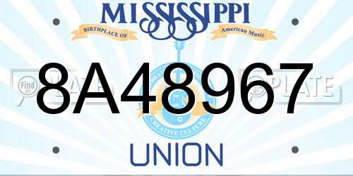 8A48967 Mississippi License Plate