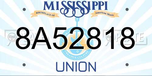 8A52818 Mississippi License Plate