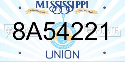 8A54221 Mississippi License Plate
