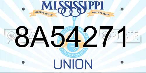 8A54271 Mississippi License Plate