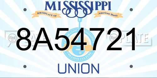 8A54721 Mississippi License Plate