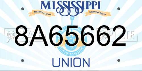 8A65662 Mississippi License Plate