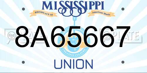 8A65667 Mississippi License Plate
