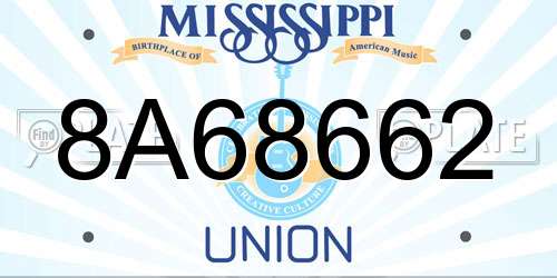 8A68662 Mississippi License Plate