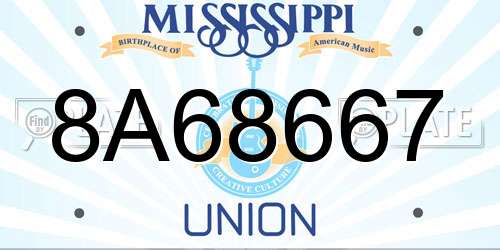 8A68667 Mississippi License Plate
