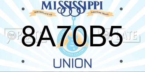 8A70B5 Mississippi License Plate