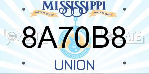 8A70B8 Mississippi License Plate