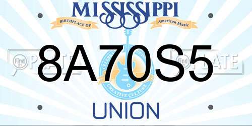 8A70S5 Mississippi License Plate