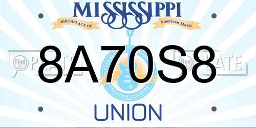 8A70S8 Mississippi License Plate