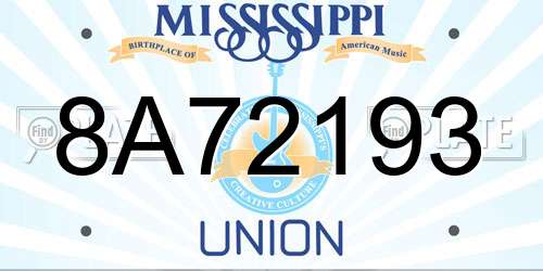 8A72193 Mississippi License Plate