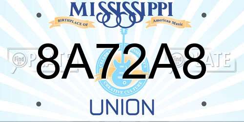 8A72A8 Mississippi License Plate