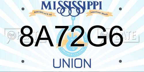 8A72G6 Mississippi License Plate