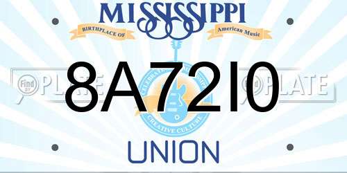 8A72I0 Mississippi License Plate
