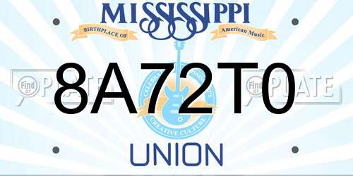 8A72T0 Mississippi License Plate