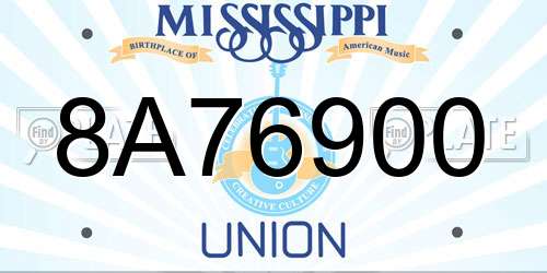 8A76900 Mississippi License Plate